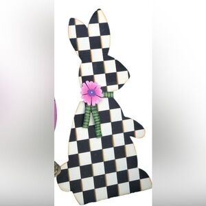 Black and White Checkered Metal Bunny